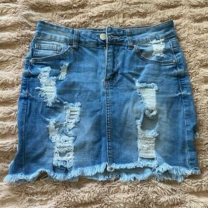 Fashion Nova Ripped Jean Mini Skirt